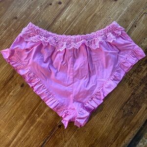 Intimately by Free People Pink Ruffled Lace Trim Shorts